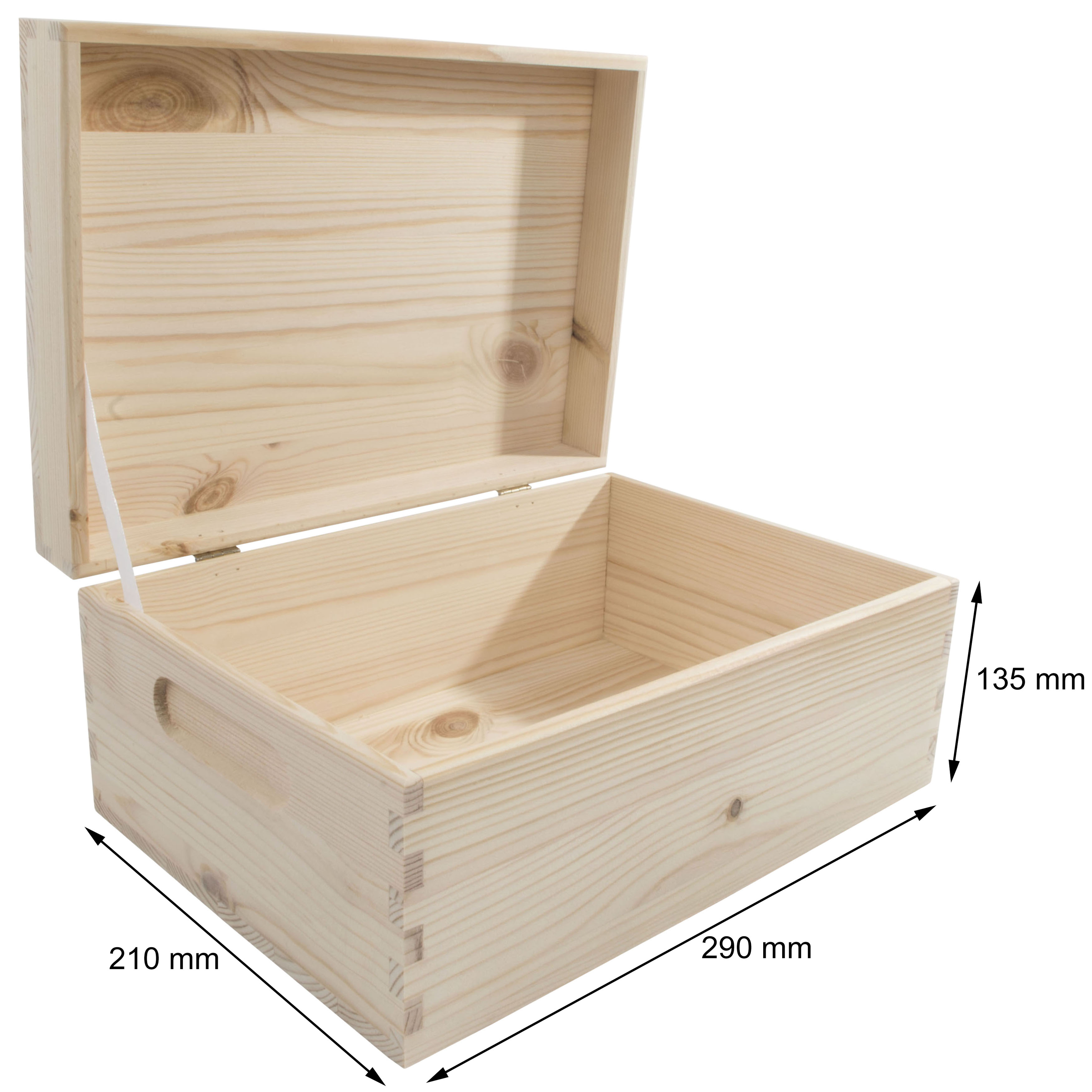 Medium Rectangular Wooden Storage Box With Lid And Handles To Decorate